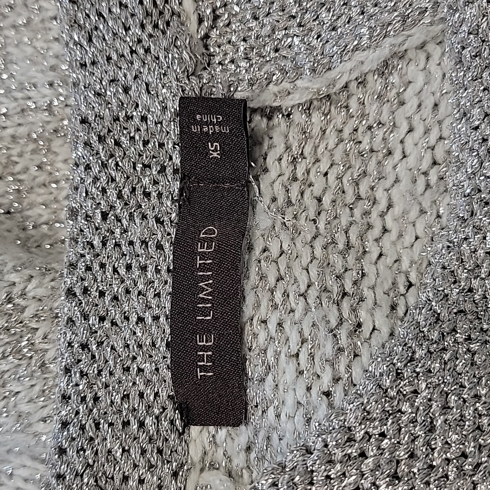 The Limited Size XS White & Silver Metallic Crew Neck Sweater. Gently Used Cond. - Picture 6 of 11